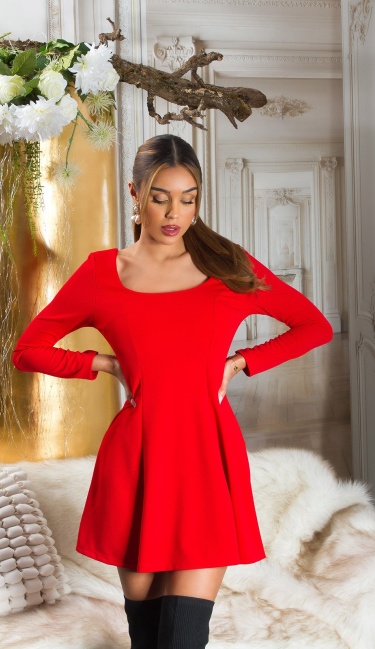 Dress with open back & bow Red
